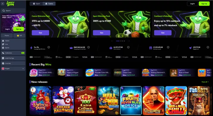 LuckyBoom Casino bonus hero image
